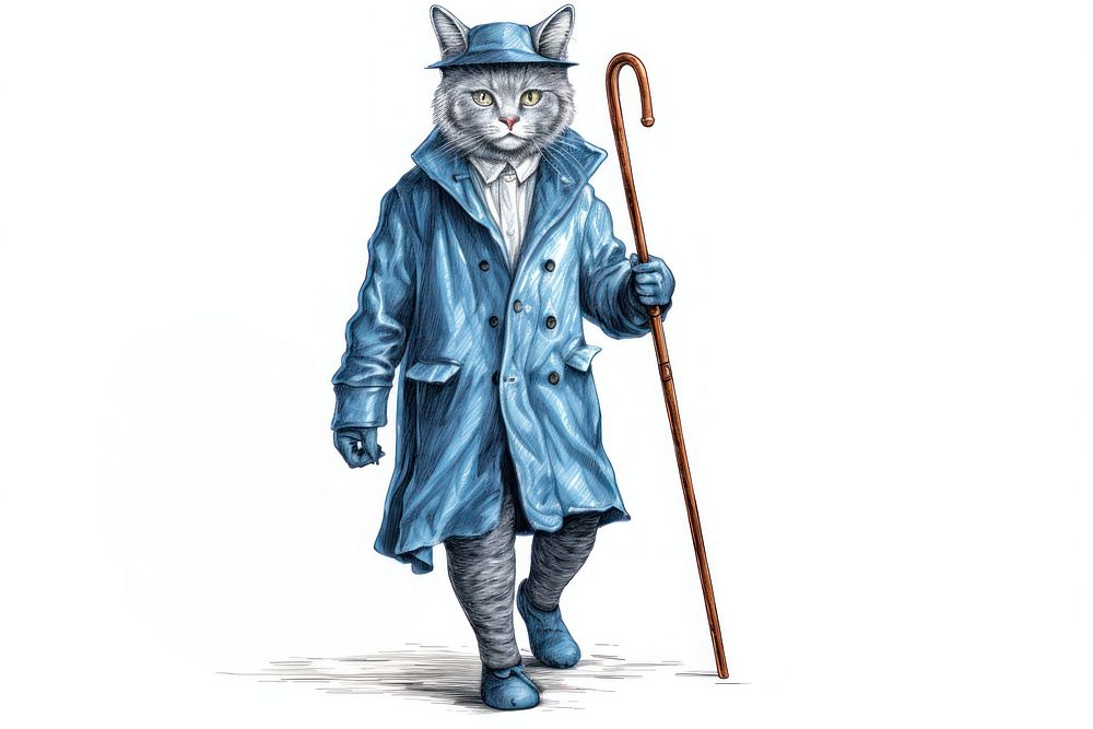 A blue cat standing costume winter. AI generated Image by rawpixel.