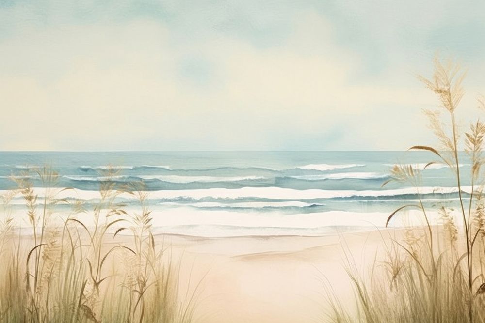 Beach grass Retro dreamy background landscape outdoors horizon. AI generated Image by rawpixel.