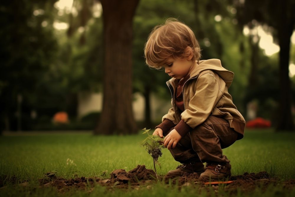 Child gardening outdoors plant. AI generated Image by rawpixel.
