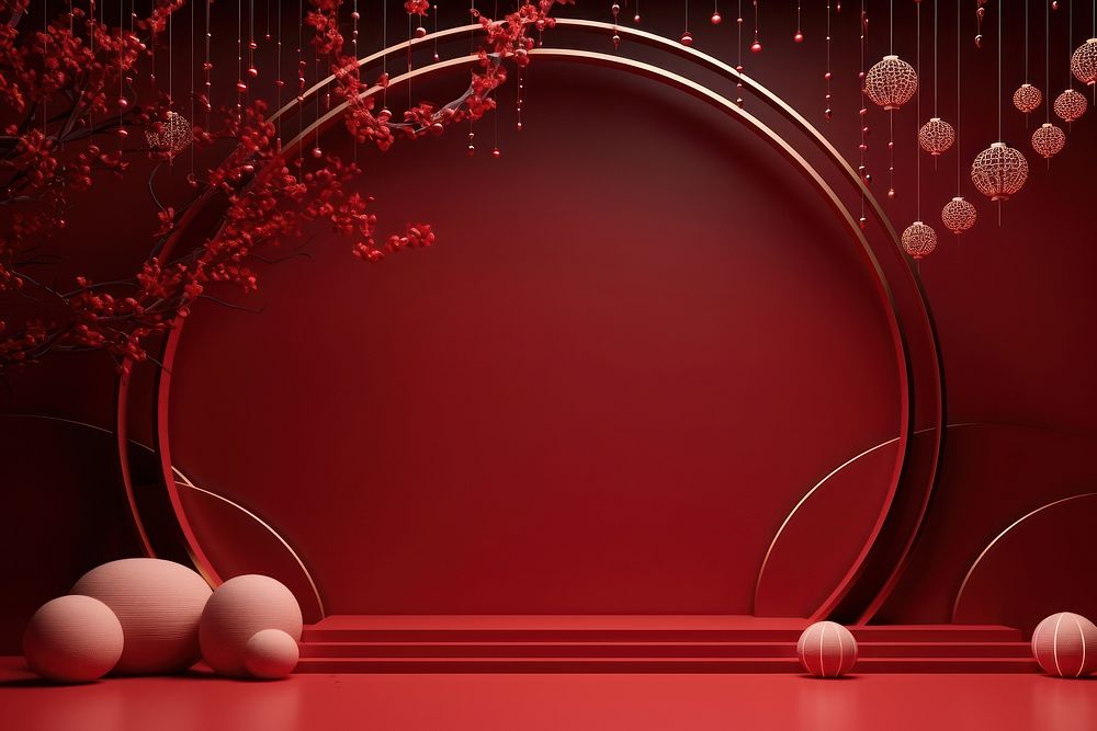 Chinese background stage celebration decoration. AI generated Image by rawpixel.