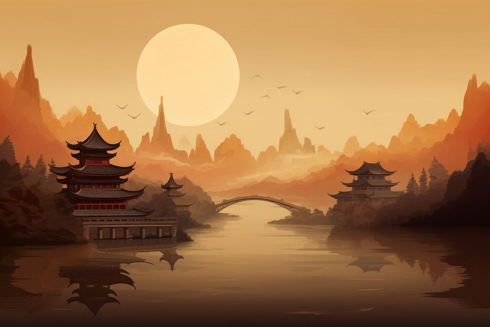 Chinese Style Background landscape outdoors nature. AI generated Image by rawpixel.