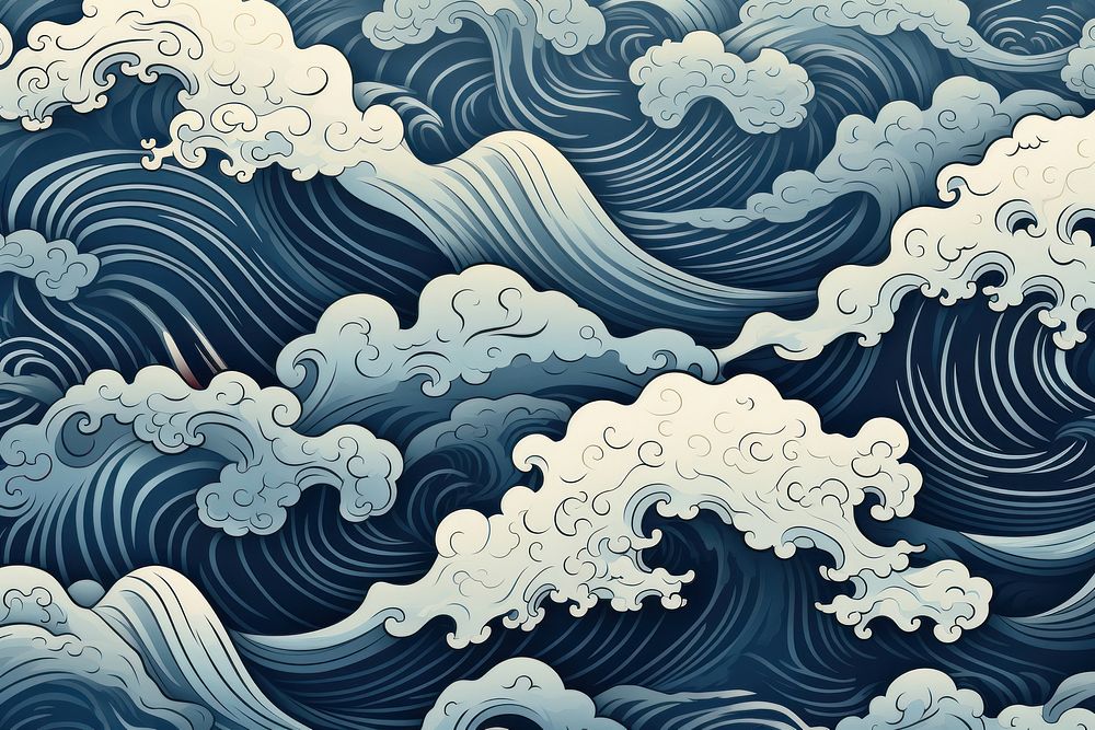 Chinese traditional wave pattern background backgrounds nature tranquility. AI generated Image by rawpixel.