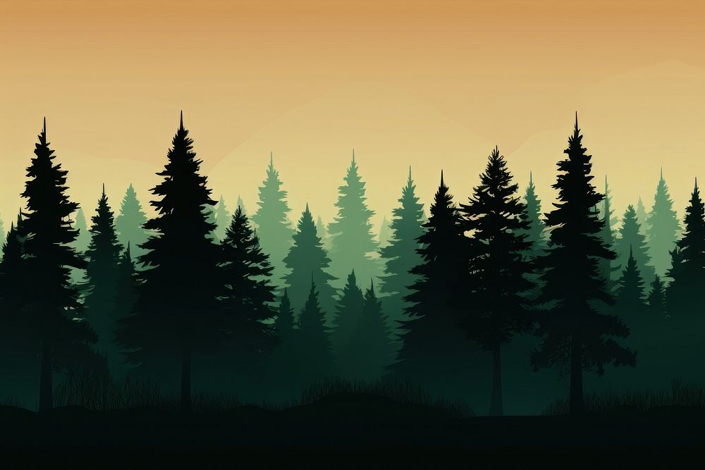 Coniferous forest silhouette landscape outdoors. AI generated Image by rawpixel.