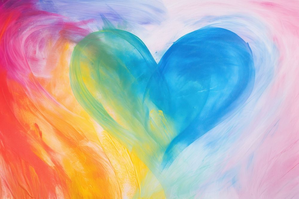 Rainbow heart backgrounds abstract painting. AI generated Image by rawpixel.