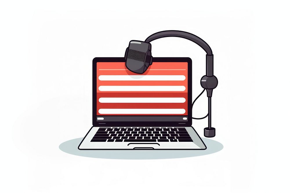 Podcasting microphone laptop technology. AI generated Image by rawpixel.