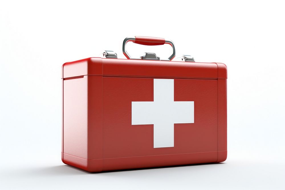 First aid kit white background furniture suitcase. AI generated Image by rawpixel.