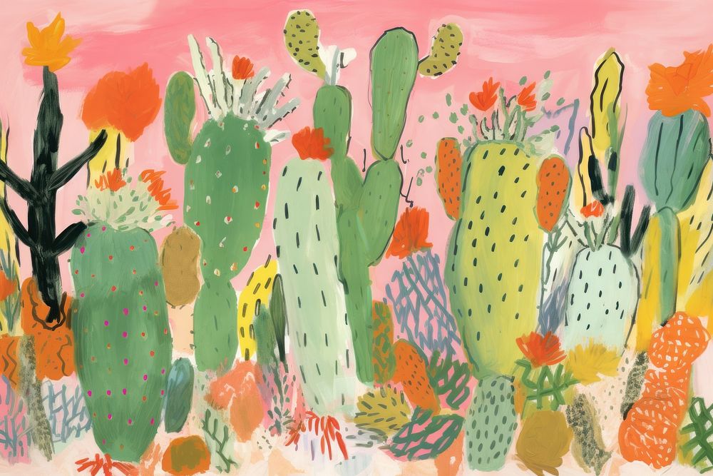 Cactus plant art backgrounds. AI generated Image by rawpixel.