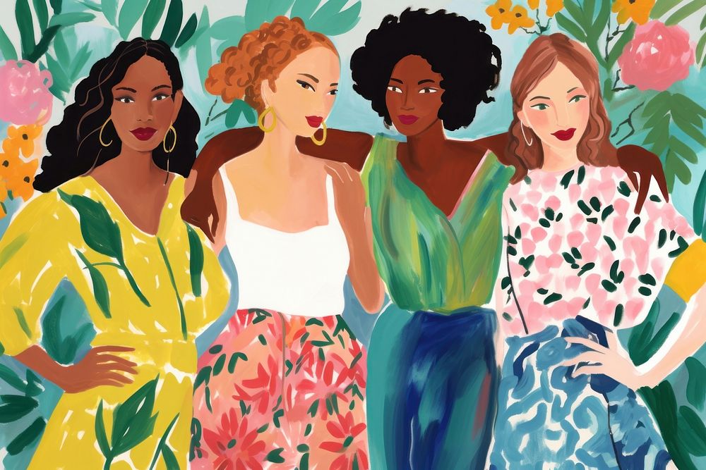 Diversity women art friendship painting. AI generated Image by rawpixel.