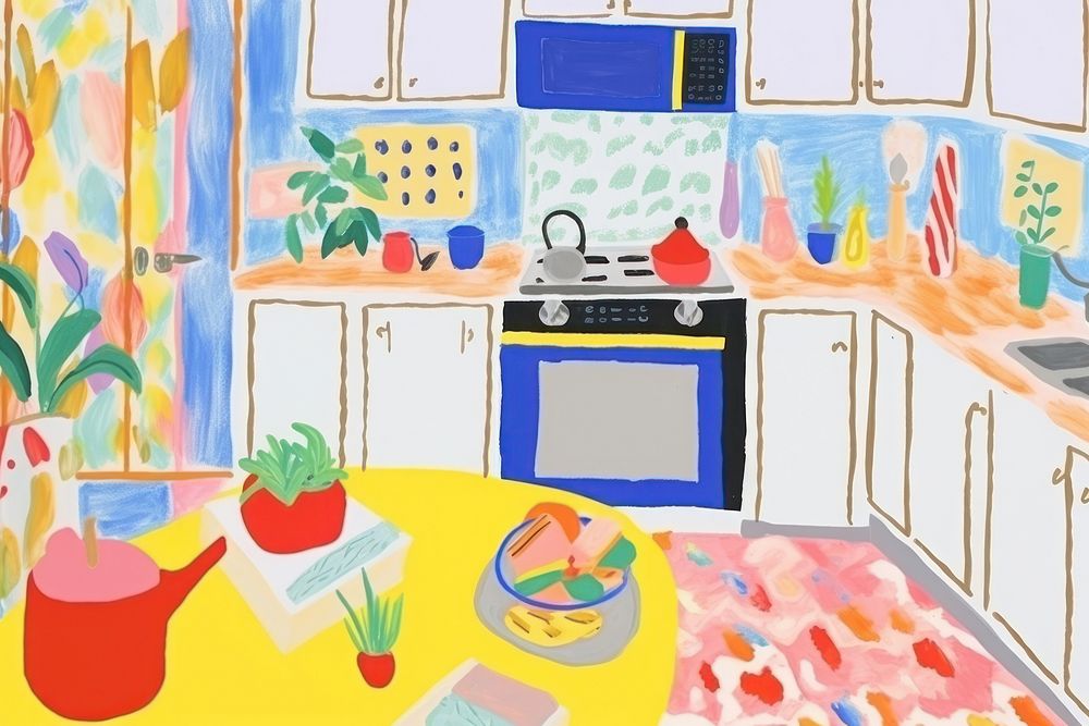 Kitchen art painting architecture. AI generated Image by rawpixel.