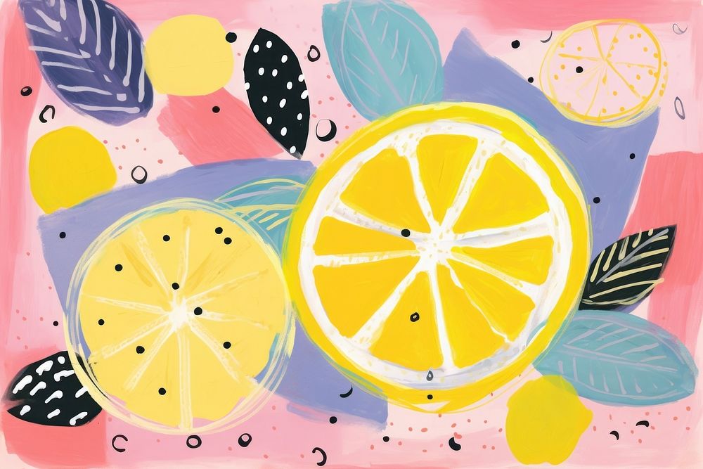Lemon art grapefruit painting. AI generated Image by rawpixel.