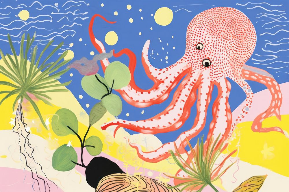 Octopus art animal cephalopod. AI generated Image by rawpixel.