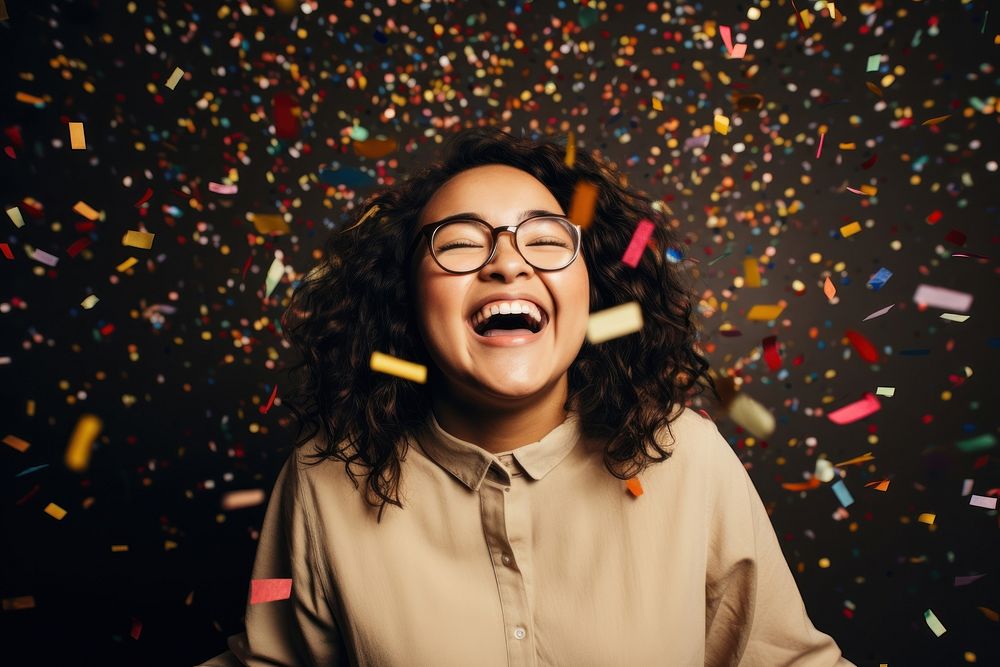 Celebrating confetti laughing smiling. AI generated Image by rawpixel.