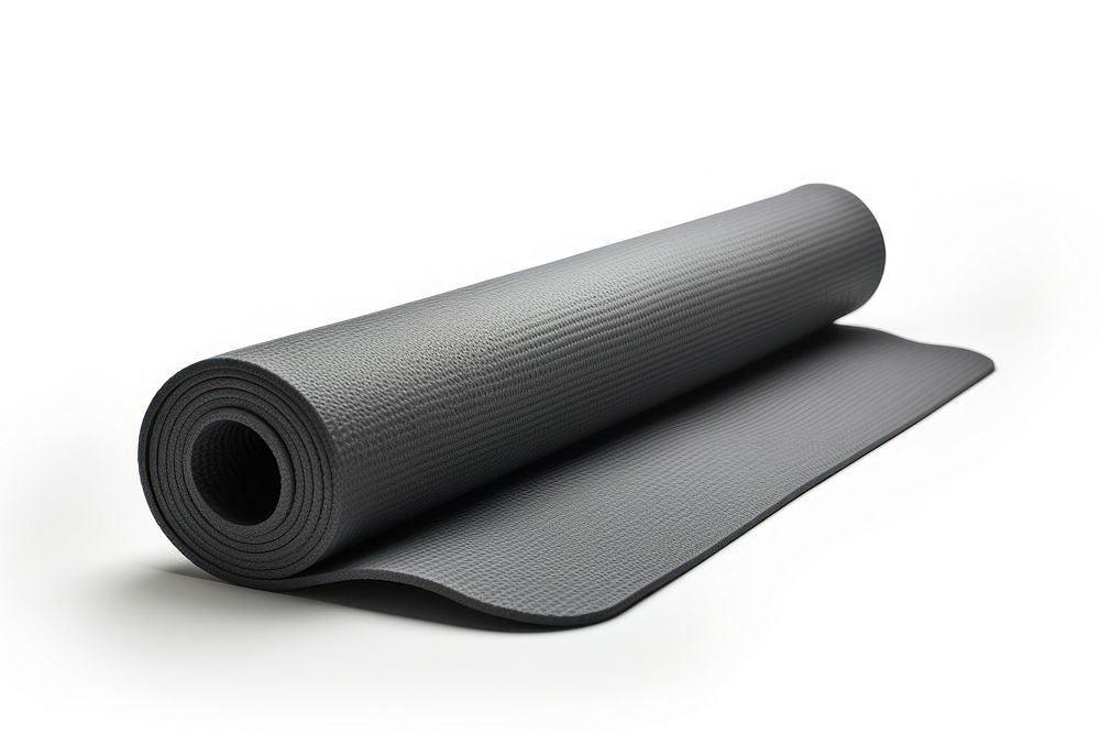 Gray yoga mat white background multimedia proteales. AI generated Image by rawpixel.