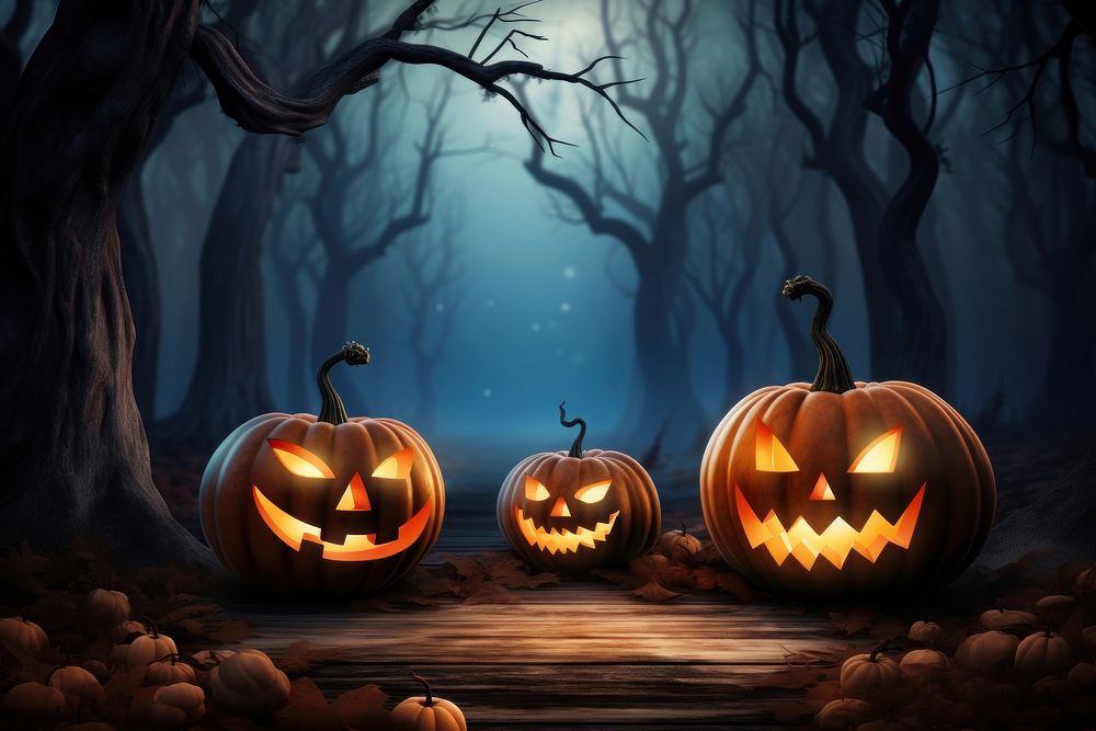 Halloween backdrop halloween pumpkin night. AI generated Image by rawpixel.