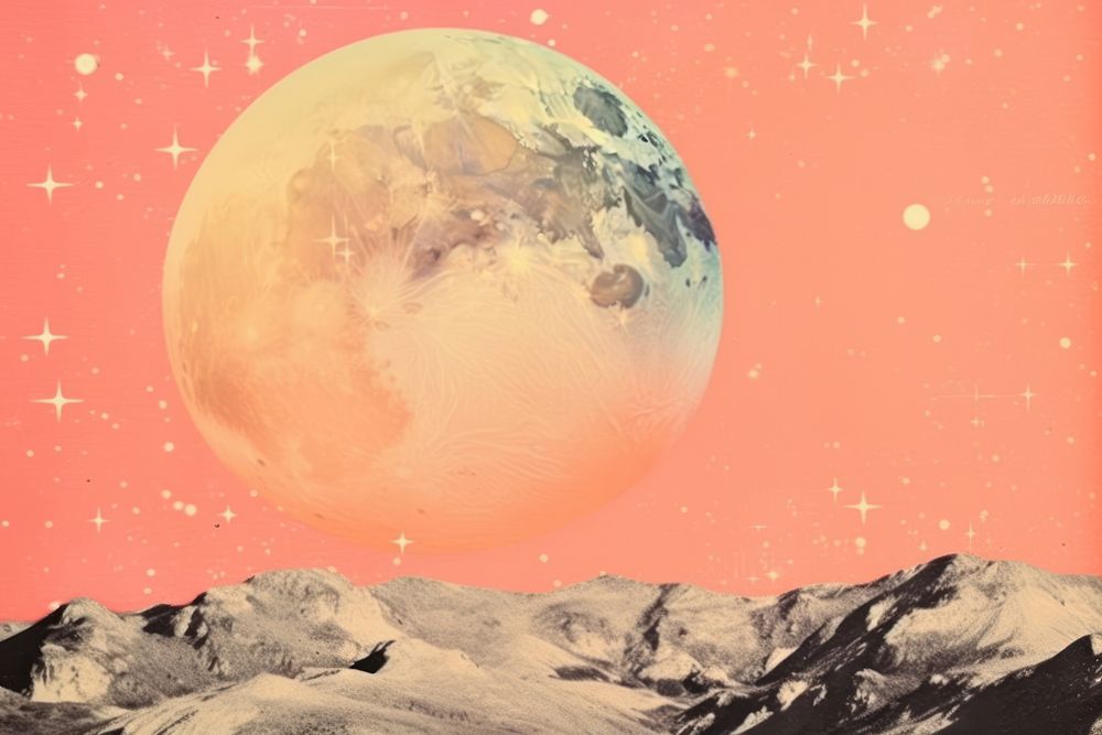 Retro dreamy astronomy outdoors planet. AI generated Image by rawpixel.