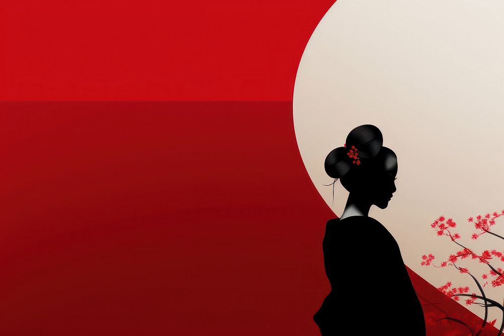 Geisha silhouette adult photo. AI generated Image by rawpixel.