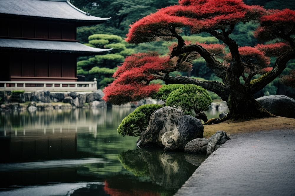 Japanese garden architecture building outdoors. AI generated Image by rawpixel.