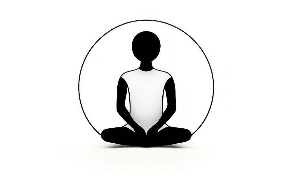 Minimalistic stickman meditating silhouette sports yoga. AI generated Image by rawpixel.
