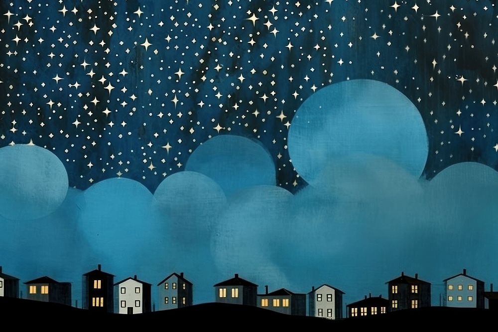 Moon blue night sky outdoors paper architecture. AI generated Image by rawpixel.
