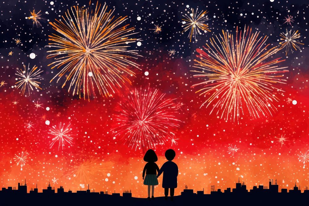Nice firework fireworks night outdoors. AI generated Image by rawpixel.
