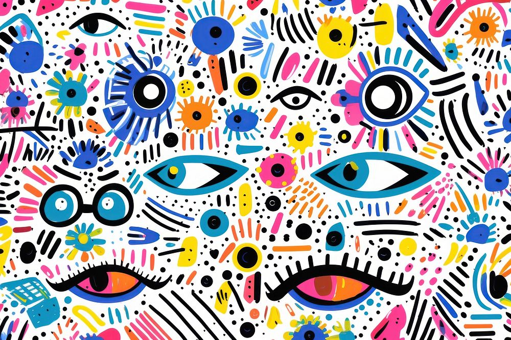 Eye pattern drawing doodle. AI generated Image by rawpixel.