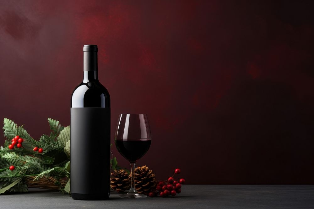 Wine bottle wine christmas glass. AI generated Image by rawpixel.