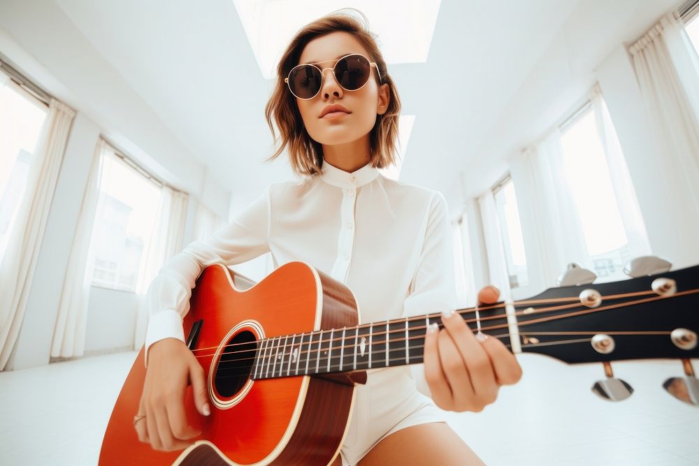 Fashion young girl guitar musician fashion. AI generated Image by rawpixel.
