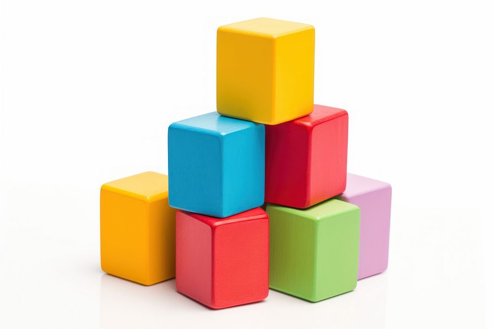 Toy children building bricks Colorful shape white background construction. AI generated Image by rawpixel.