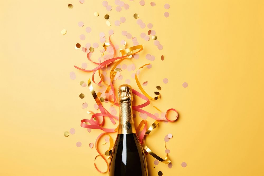 PNG Champagne bottle exploding confetti wine. AI generated Image by rawpixel.