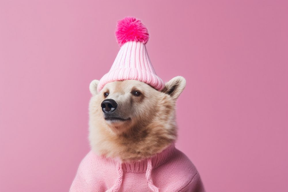 Cute bear mammal animal pink. AI generated Image by rawpixel.