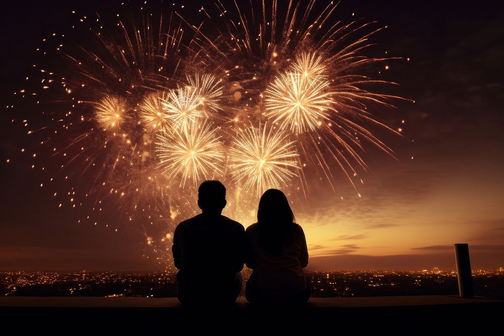 Fireworks silhouette outdoors holiday. AI generated Image by rawpixel.