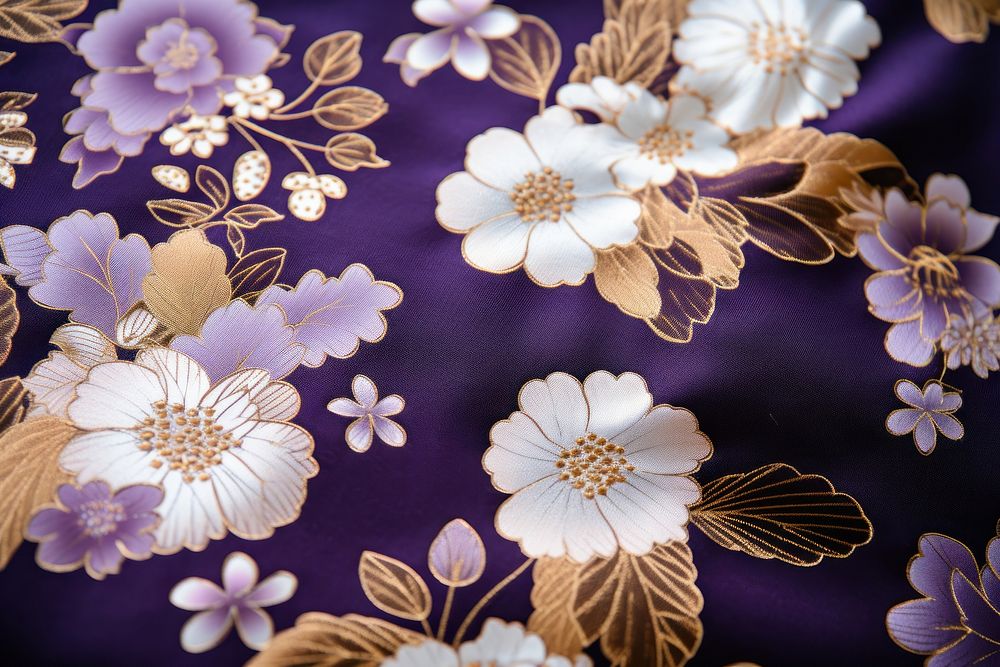 Kimono pattern backgrounds flower purple. AI generated Image by rawpixel.