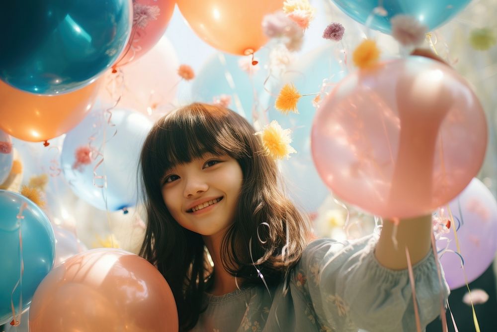 Balloon smile happy girl. AI generated Image by rawpixel.