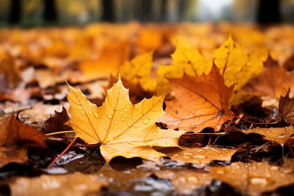 Leaves border falling autumn plant leaf. AI generated Image by rawpixel.