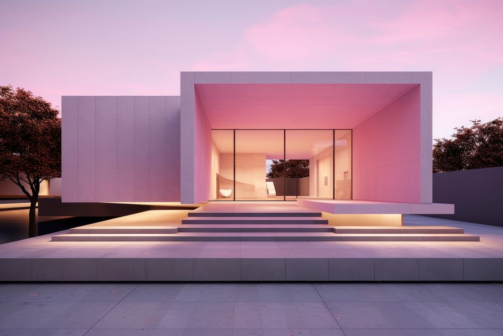 Modern house architecture building pink. AI generated Image by rawpixel.