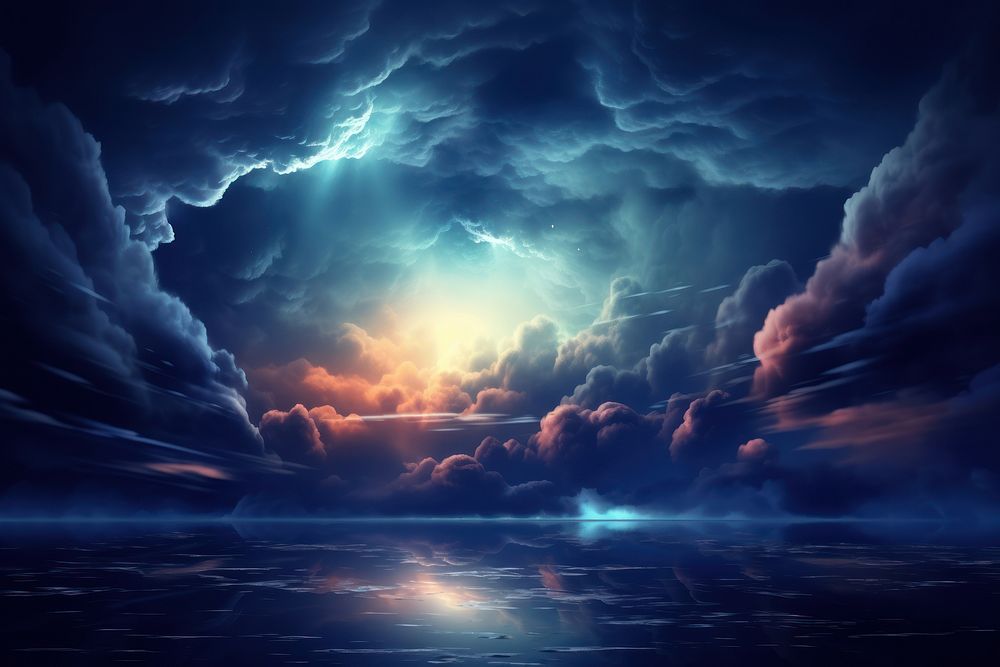 Night sky cloud thunderstorm lightning. AI generated Image by rawpixel.