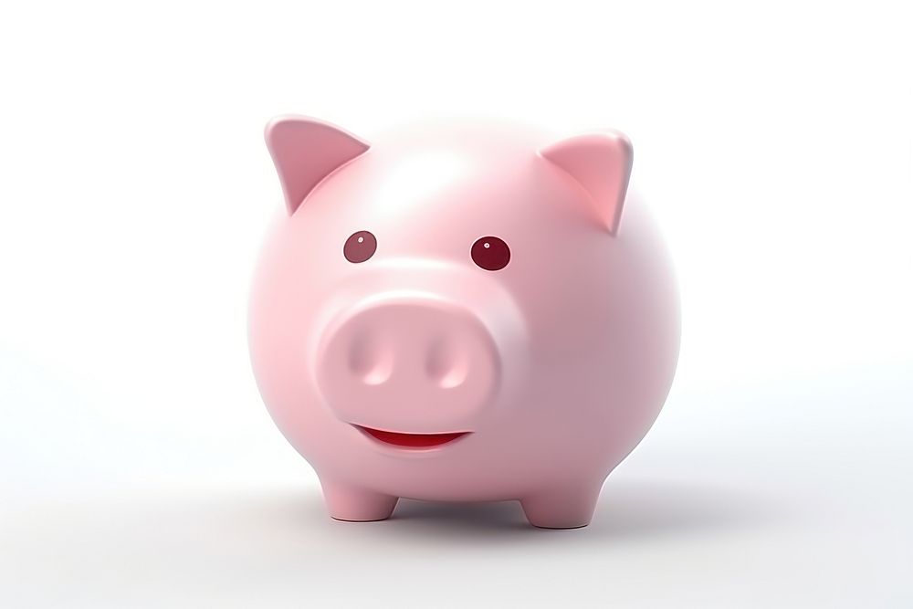 Piggybank 3d cartoon realistic minimalistic style white background representation investment. AI generated Image by rawpixel.