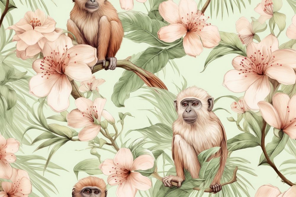 Monkey flower backgrounds wildlife. AI generated Image by rawpixel.