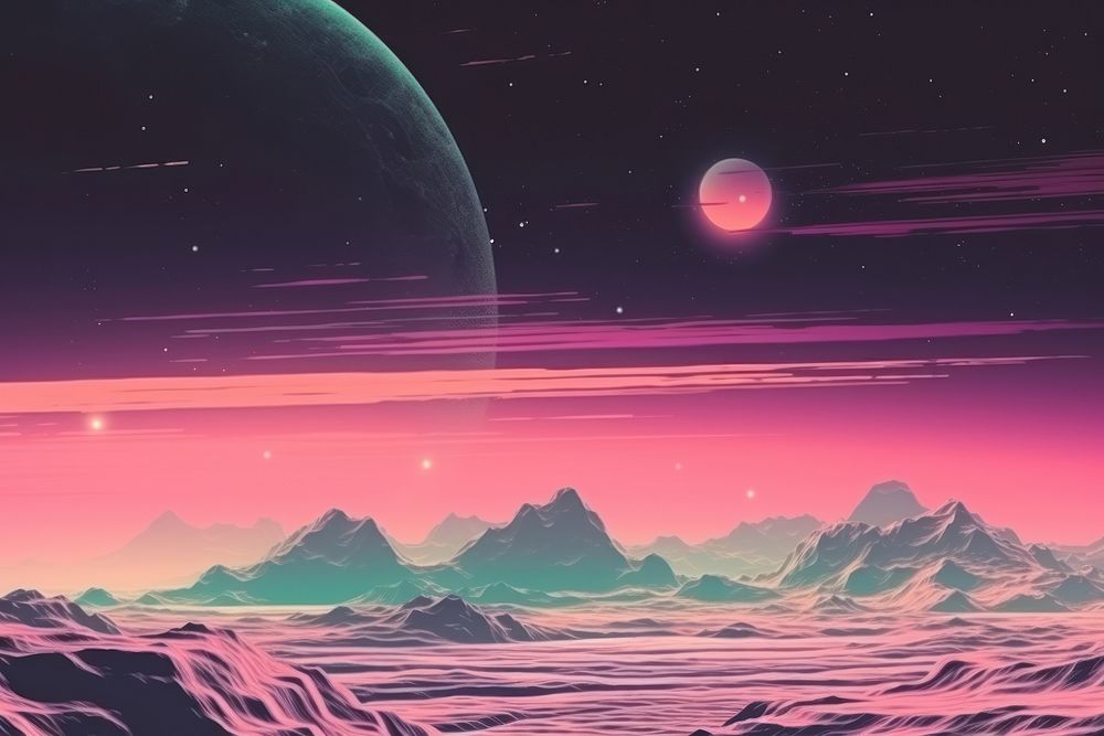 Retro dreamy background astronomy nature galaxy. AI generated Image by rawpixel.