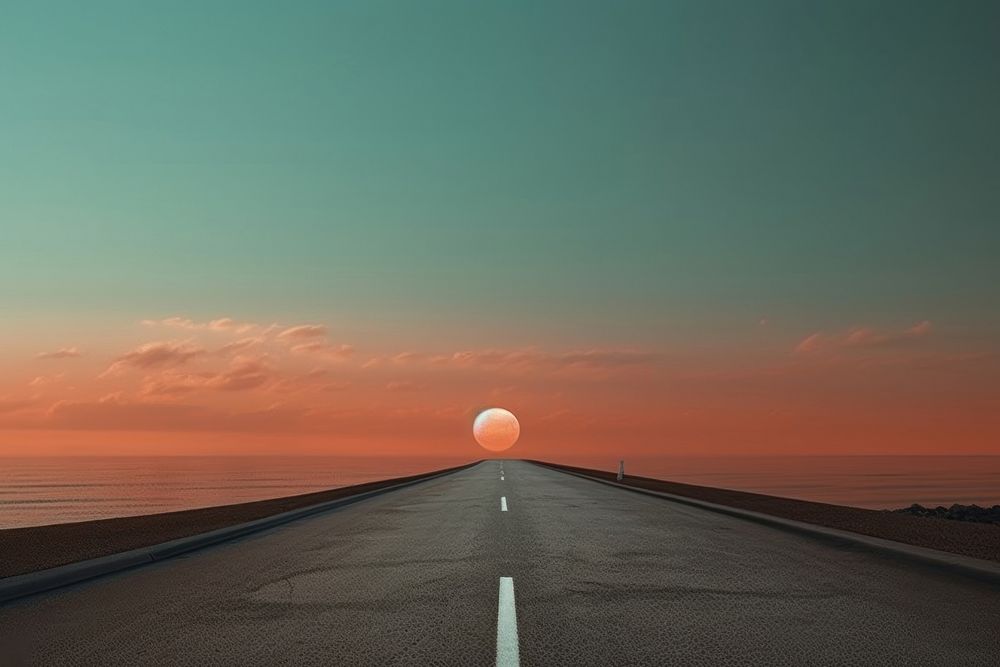 Road background outdoors horizon sunset. AI generated Image by rawpixel.