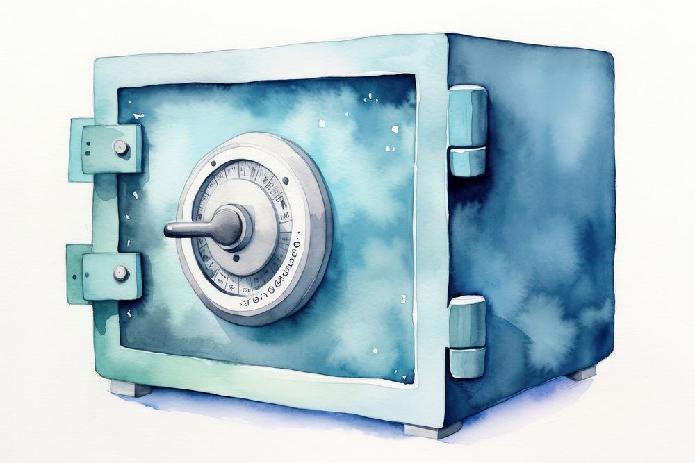 Safe box watercolor white background technology letterbox. AI generated Image by rawpixel.