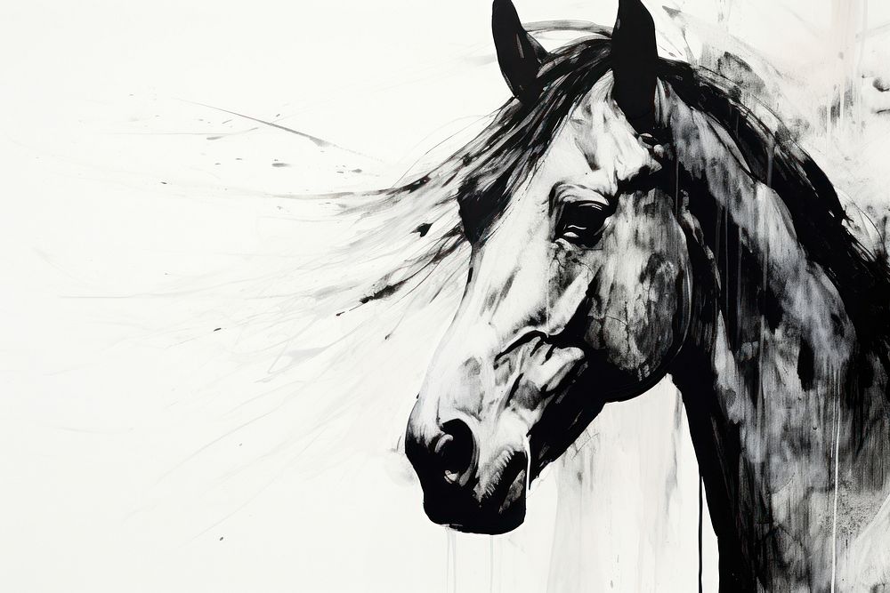 Horse art drawing animal. AI generated Image by rawpixel.