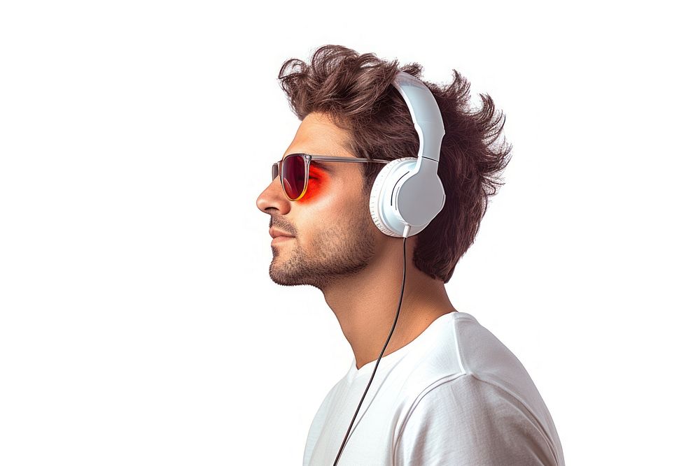 Music Artist headphones sunglasses headset. AI generated Image by rawpixel.