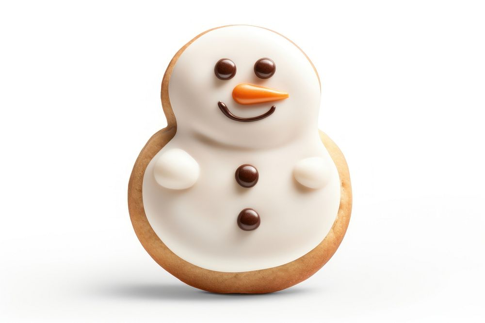 Christmas snowman cookie dessert white food. AI generated Image by rawpixel.