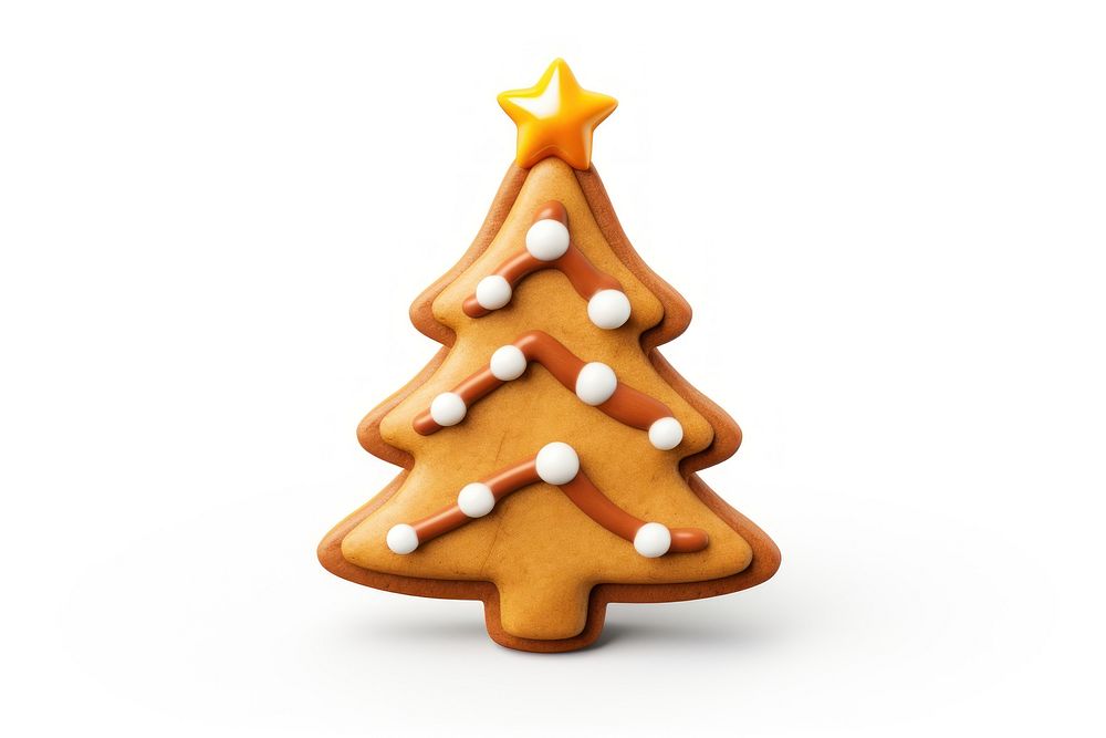 Christmas tree cookie gingerbread food white background. AI generated Image by rawpixel.