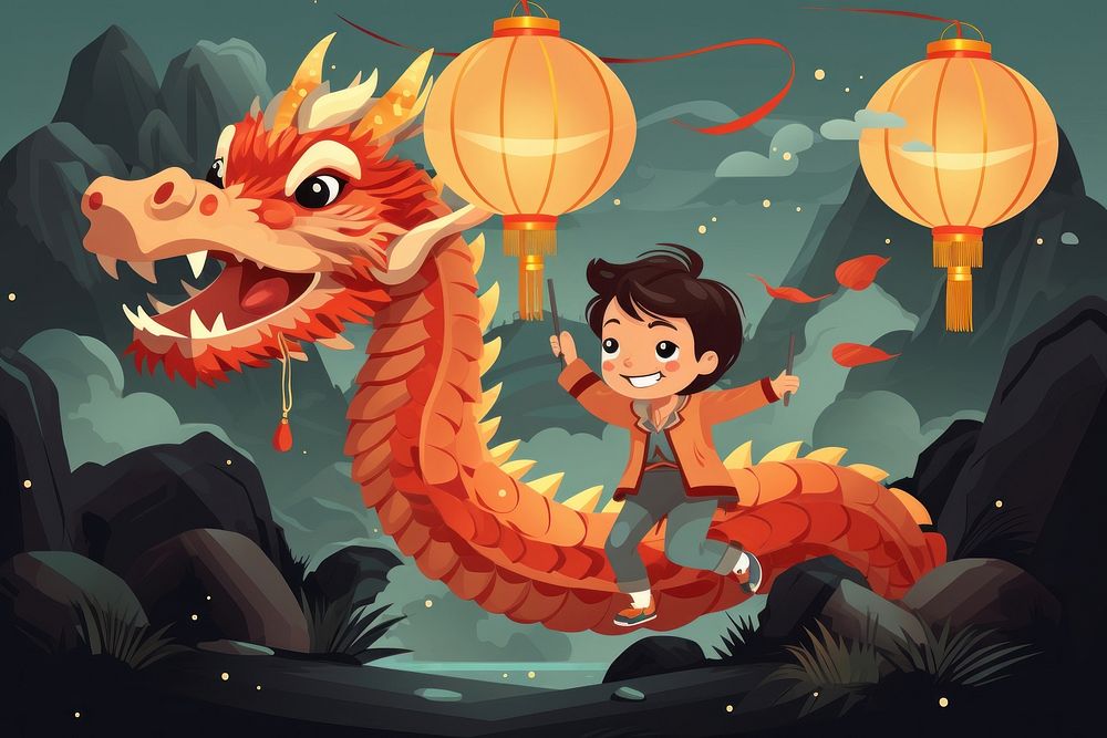 Chinese new year dragon lantern representation. AI generated Image by rawpixel.