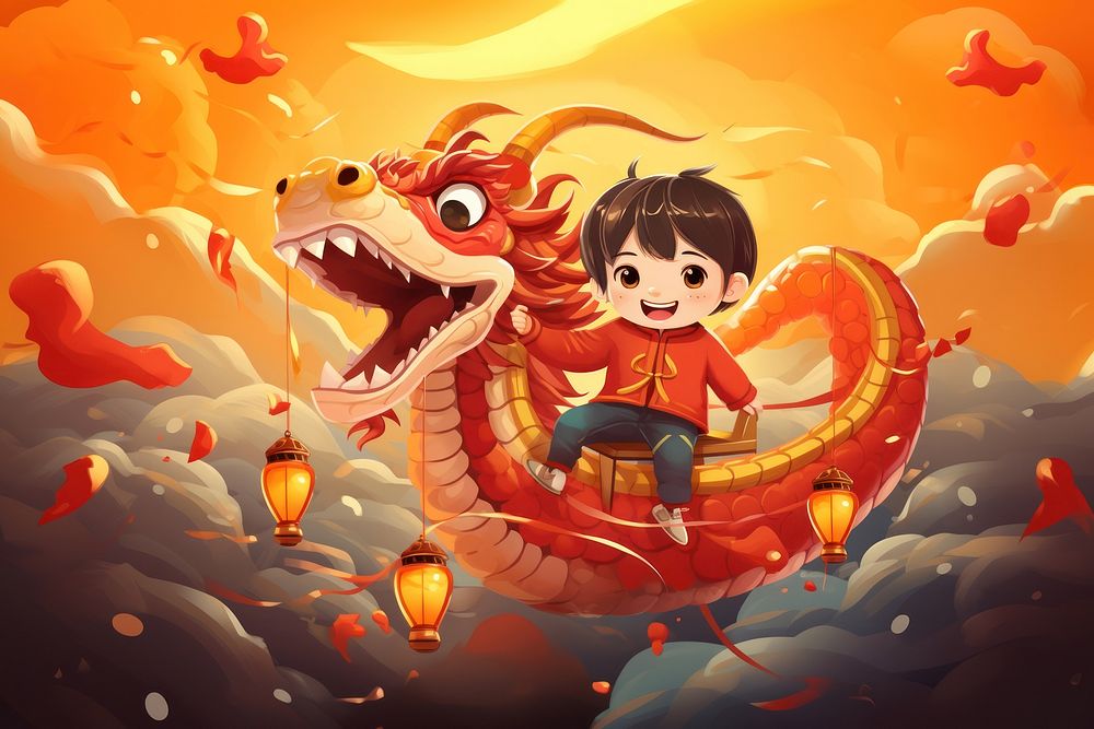 Chinese new year lantern dragon representation. AI generated Image by rawpixel.