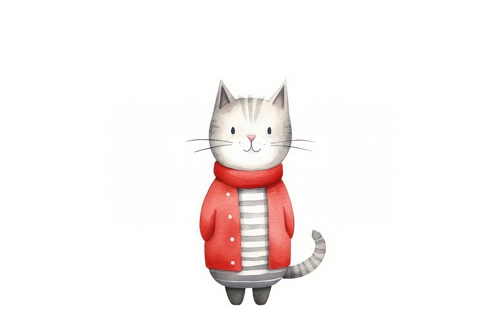 Cat cartoon cute white background. AI generated Image by rawpixel.