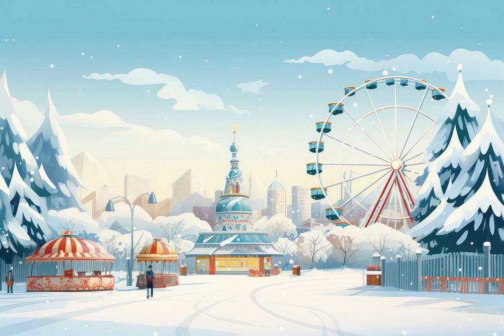 Winter wonderland festival outdoors nature snow. AI generated Image by rawpixel.