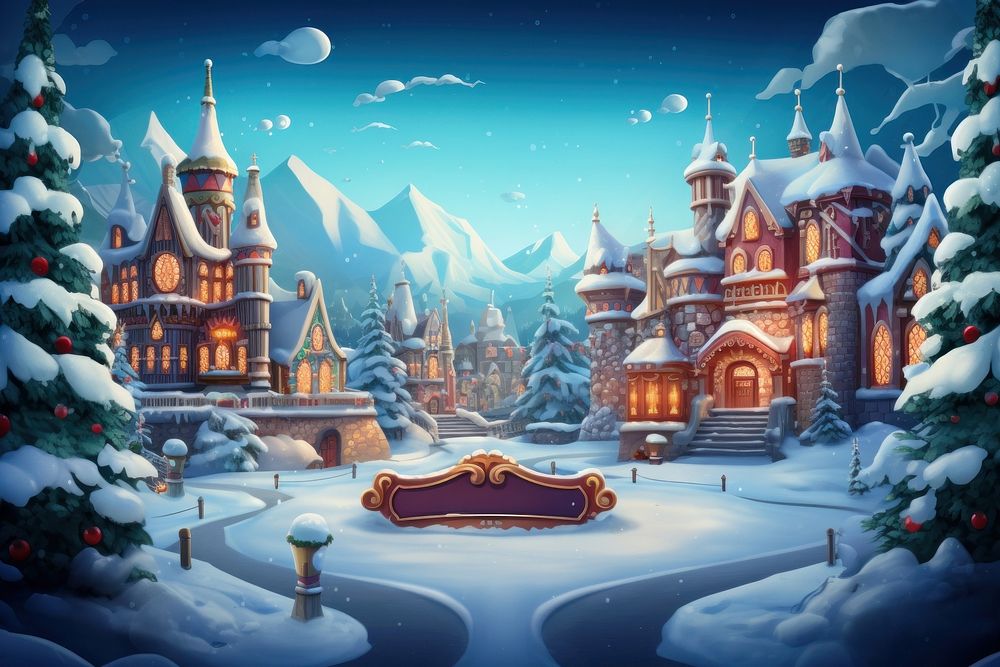 Winter wonderland festival christmas snow architecture. AI generated Image by rawpixel.